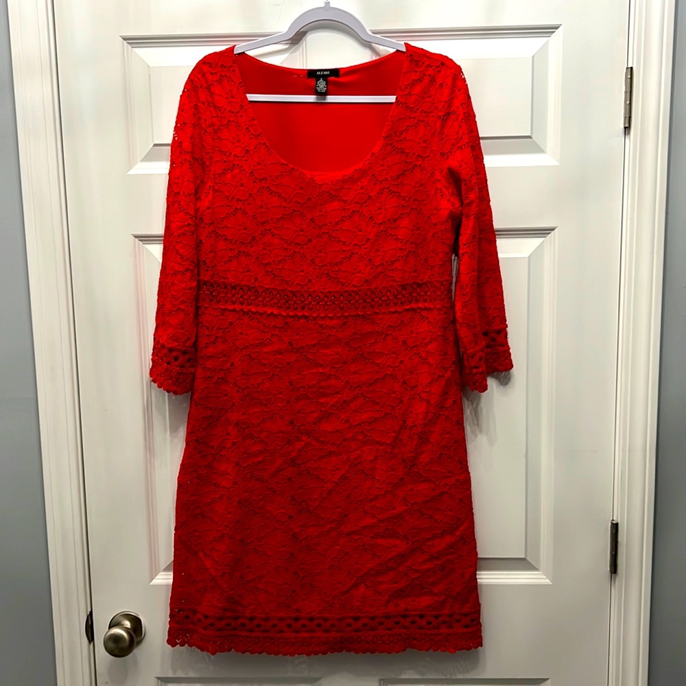 Alfani red lace dress